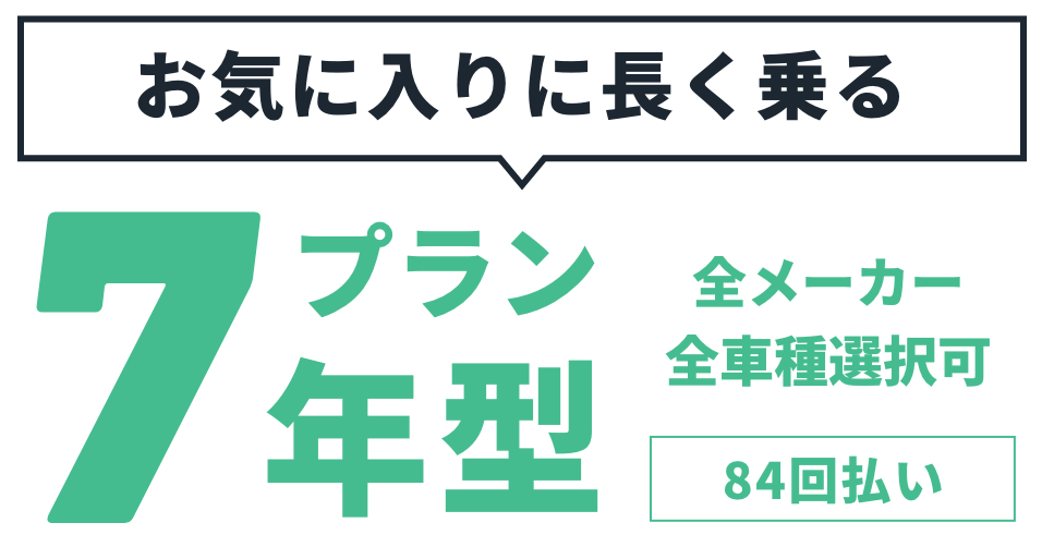 お気に入りに長く乗る 新車カーリース 7年プラン 84回払い | 全メーカー 全車種選択可